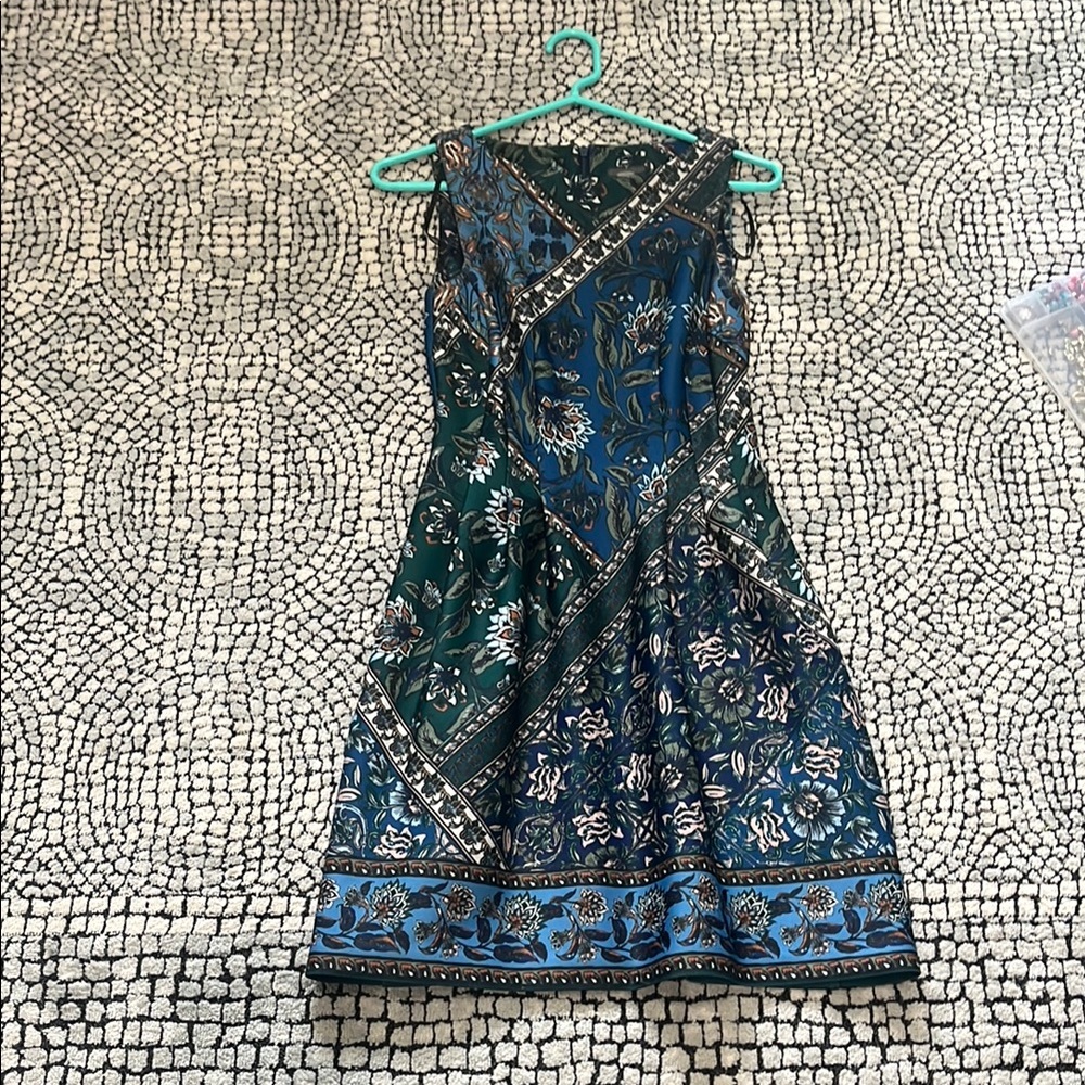 Vince Camuto Green and Blue Midi Dress